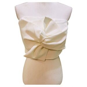 Chic Wish White Strapless Cropped Blouse Small NWT NEW!